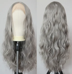 Image for Gray Synthetic Wigs for Women Long Body Wave Synth 
