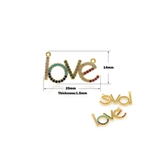 love zirconia pav%c3%a9 charm letter connector for mother ladies bracelet necklace bracelet jewelry making supplies