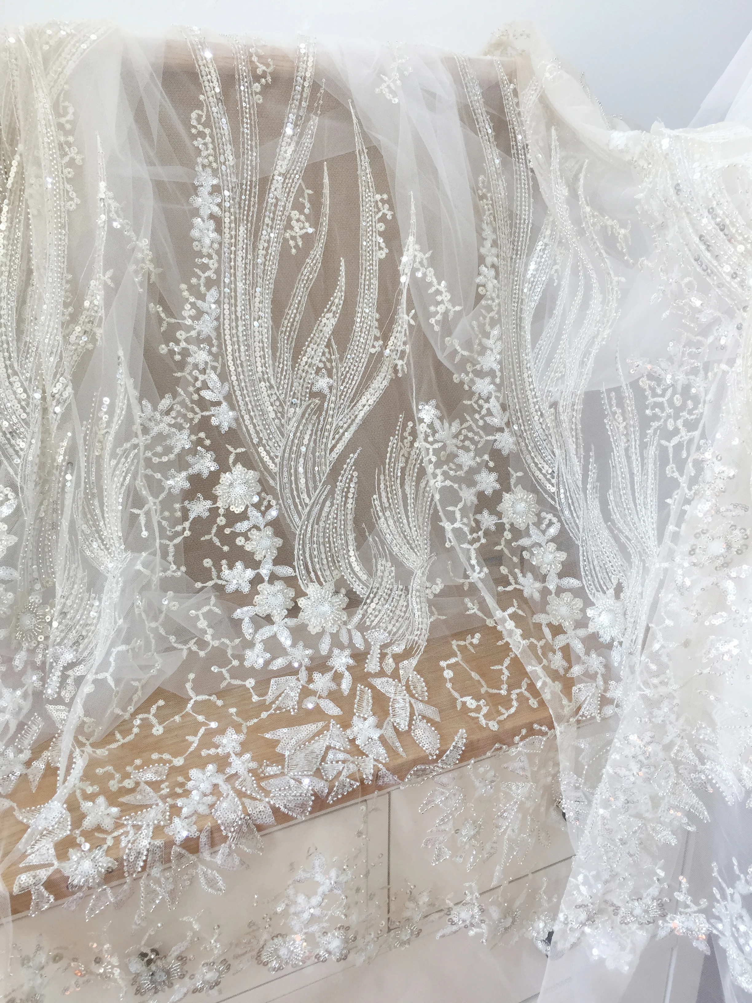 1 ярд 3D бусины геометрические серебряные блестки кружевная ткань светильник лый