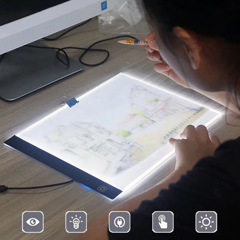 

A4 Writing copy table LED copy board painting board write-through table luminescent board with black border scale