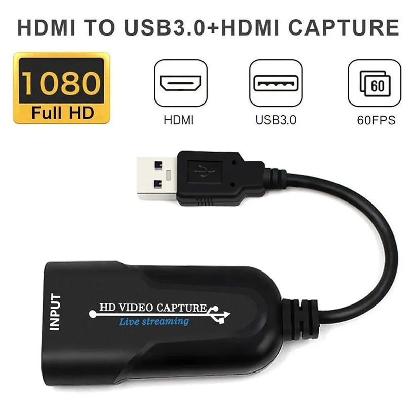 Карта захвата игры USB 2 0 HDMI 1080P placa de video Портативный надежный потоковый адаптер для