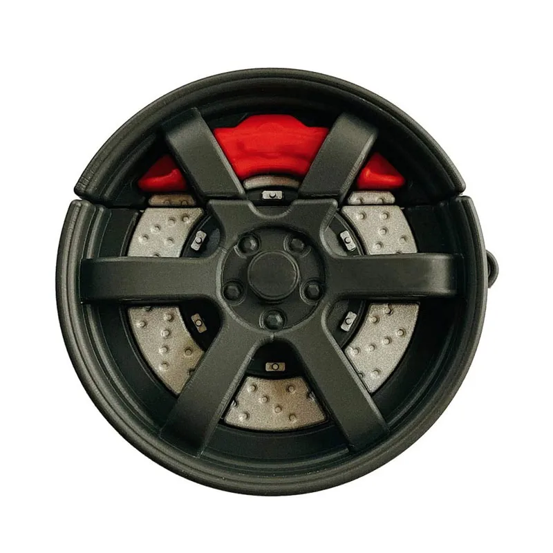 

3D Cute Carriage Wheel Design Car Tire Soft Silicone Anti-Scratch Shockproof Protector For Airpods 1 & 2 With Carabiner Black