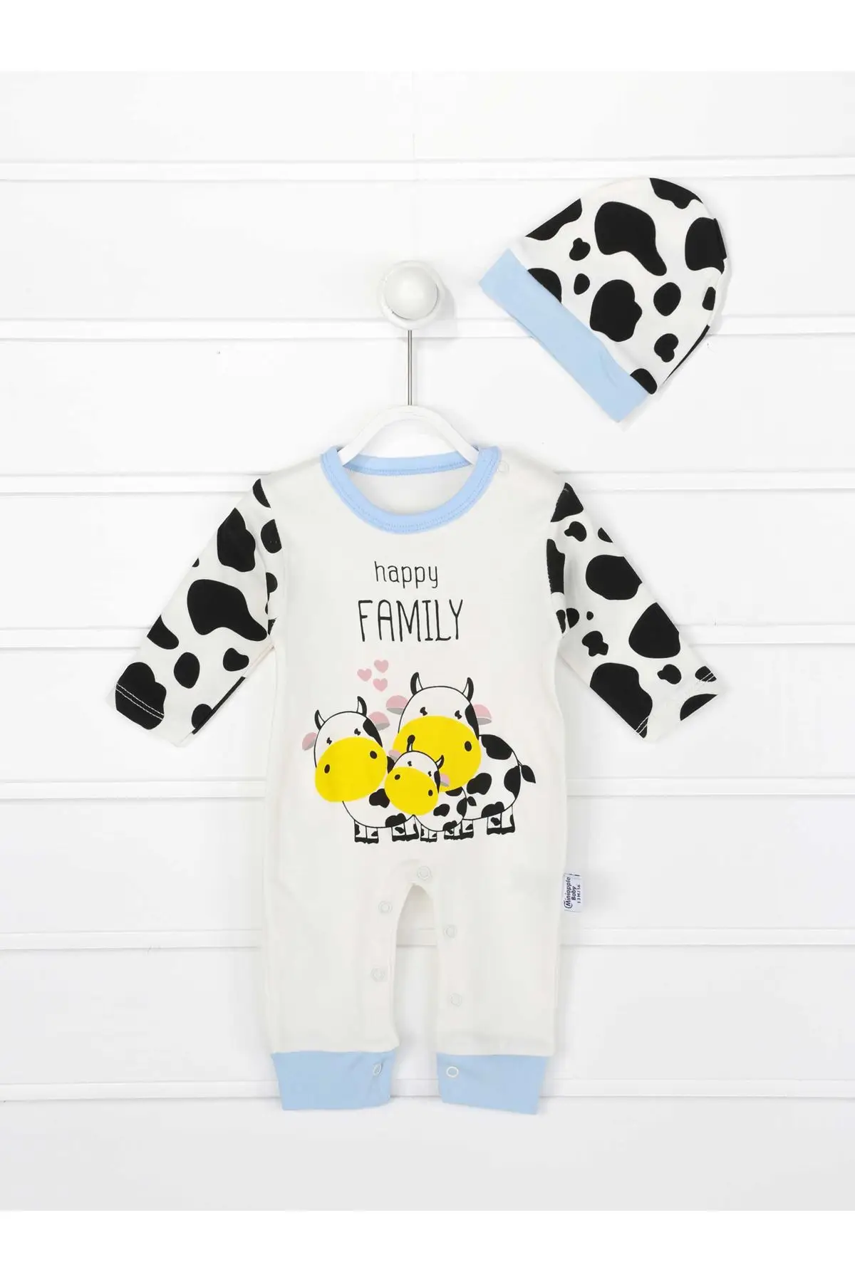 

Baby Boy Rompers New Born Cow Patterned And Figured Cotton Hat Cute Male Baby Suit Babies Clothing Outfit 2 Pieces clothes