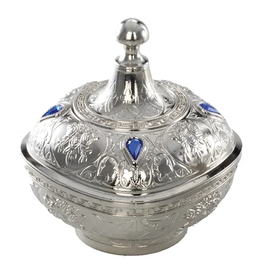 

Чудесная сахарница с ложкой, сахарница Tombak, синий камень, t-образный
