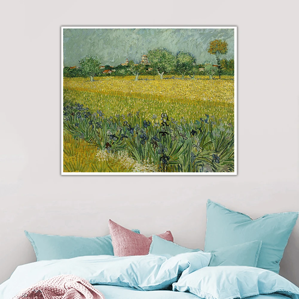 

Holover Canvas Oil Painting Van Gogh"Field with Flowers near Arles"Colorism Expressionism Aesthetic Wall Art Home Decoration