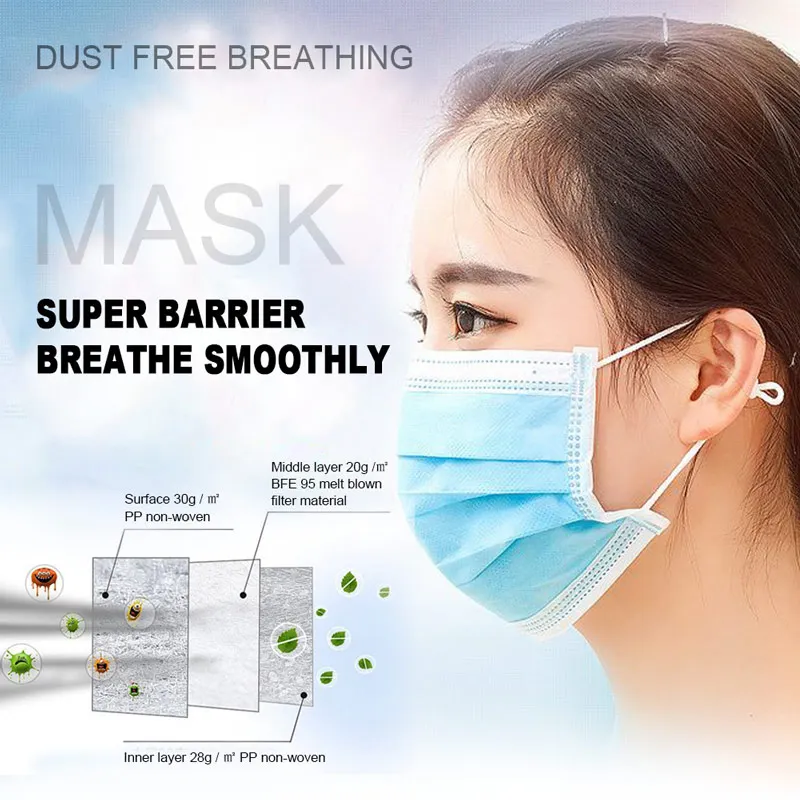 50 шт. одноразовые маски респираторы для лица|Маски вечеринки| |