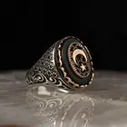 Оникс Камень полумесяц 925 пробы серебро Для мужчин, кольцо, кольцо из нержавеющей стали