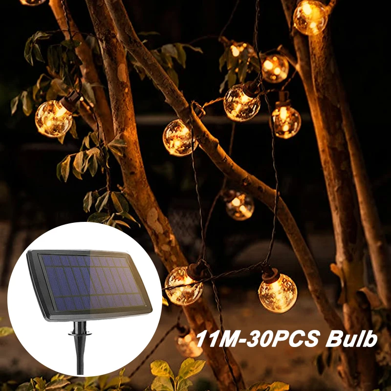 

Уличные светодиодные гирлянды G40 на солнечной батарее, винтажные лампы-шары для сада, патио, водонепроницаемые, для заднего двора, крыльца, б...