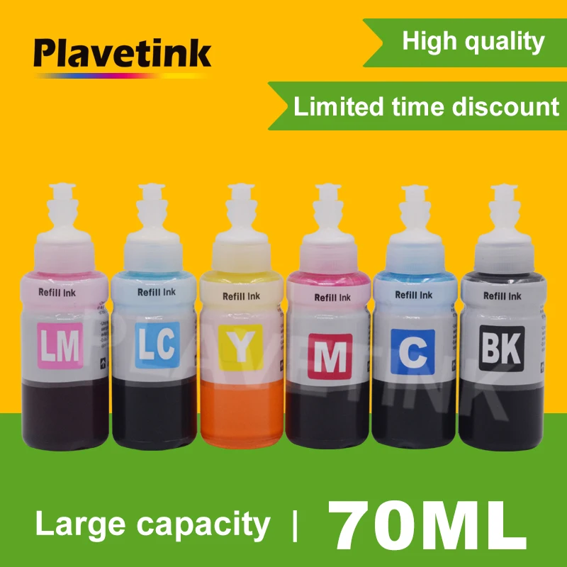 Plavetink принтер чернила для заправки комплект 70 мл бутылка чернил для принтера Epson T6731 T6732 T6733 T6734 T6735 T6736 картридж для L800 L805 L810
