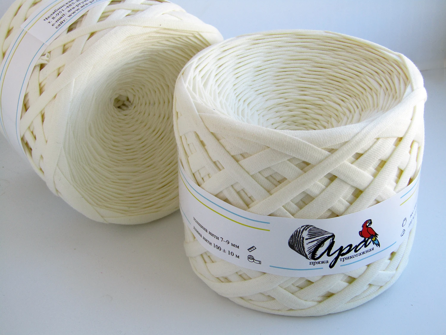 Трикотажная пряжа Ара цвет Экрю ribbon knitting yarn | Дом и - Цена: 400