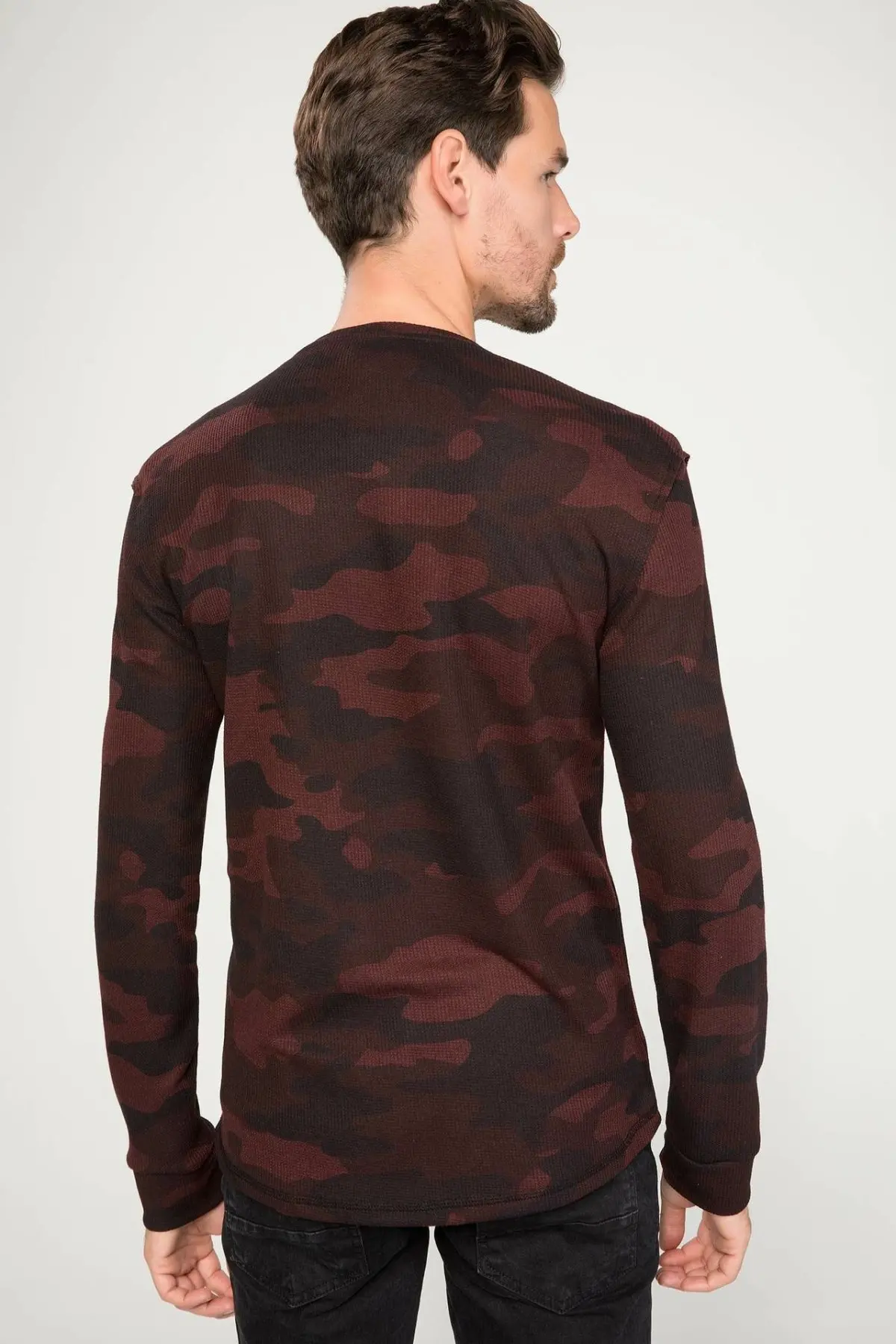 DeFacto мужские модные камуфляжные топы с круглым вырезом повседневные пуловеры для