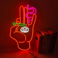 led neon sign smoking hand with joint cigarette custom neon sign neon wall decor art gift led light sign decor store room decor