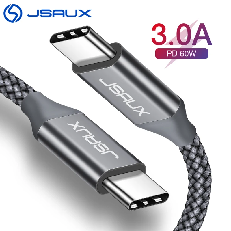 

JSAUX 60W USB C to USB Type C Cable PD QC 2.0/3.0 Fast Charge Data Cable for Macbook Air iPad Pro Samsung 2020 Quick Charge Cord