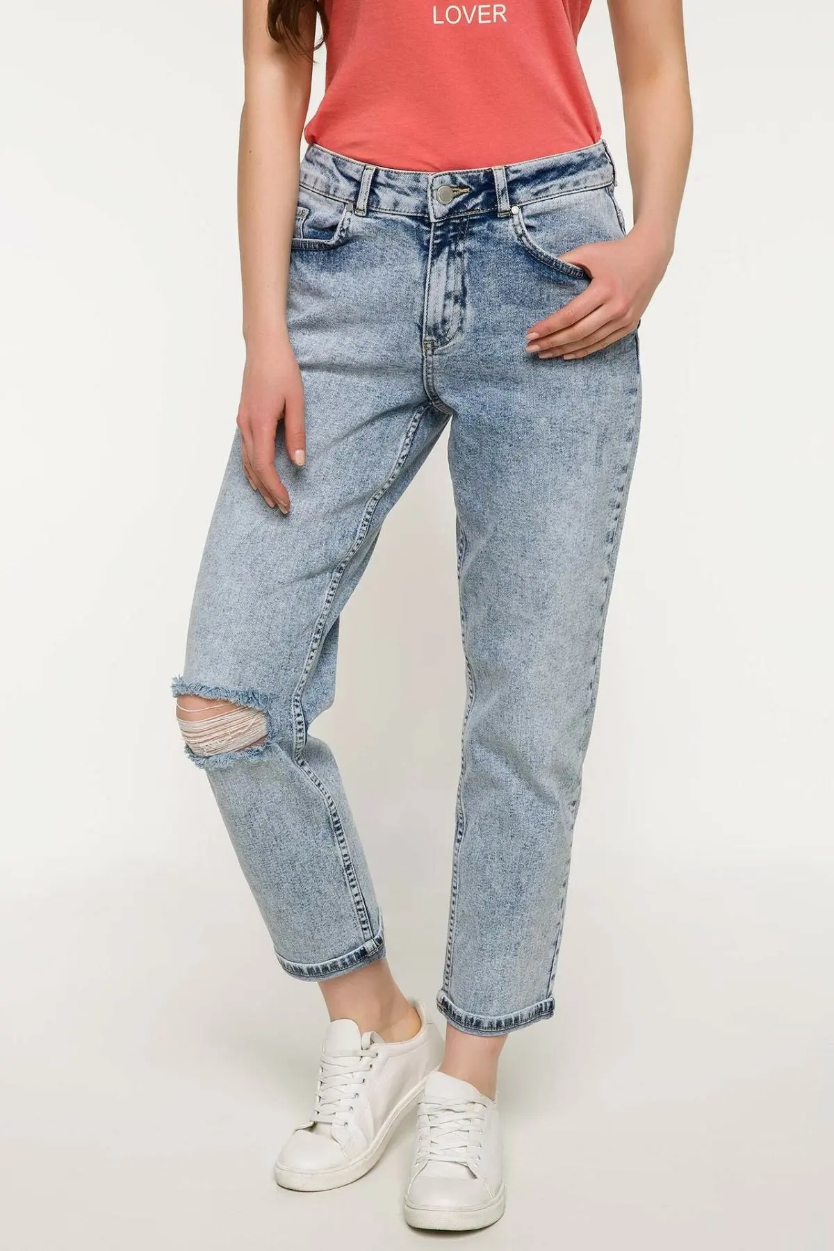 DeFacto женский светильник синие свободные джинсы джинсовые повседневные брюки со