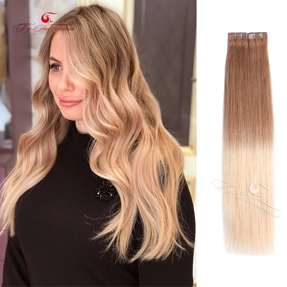 

Ty.Hermenlisa Tape In Hair Extensions 100% Human Remy Hair Double Drawn Adhesive Hair Ombre Color Extension 14-22inch