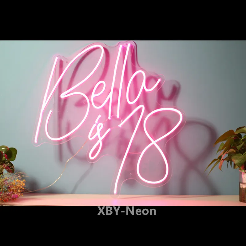 Custom Neon Sign Bella is 18 Ins Home Birthday Puberty Rite Wall Decoration Acrylic Flex Led Light Personalized Gift enlarge