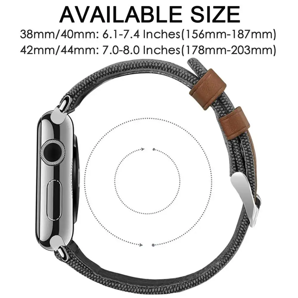 Ремешок из холста и кожи для apple watch 44 мм/40 мм браслет iWatch 42 38 5/4/3/2 40 мм|Ремешки