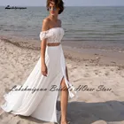 Lakshmigown винтажное свадебное платье в стиле бохо из 2 частей 2022 сексуальное свадебное шифоновое длинное пляжное свадебное платье es кружевной лиф