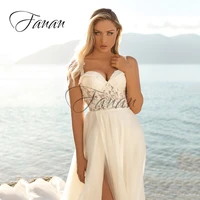sweetheart front high split beach wedding dress lace appliques spaghetti straps a line bridal gown robe de mari%c3%a9e vestidos