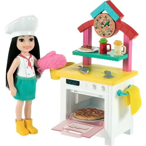 Barbie Chelsea Can Be Pizza Chef Playset with Brunette Doll (6-in),Oven, 2 Spice Shakers, Pan, Best Gift For Kids Unisex Girls