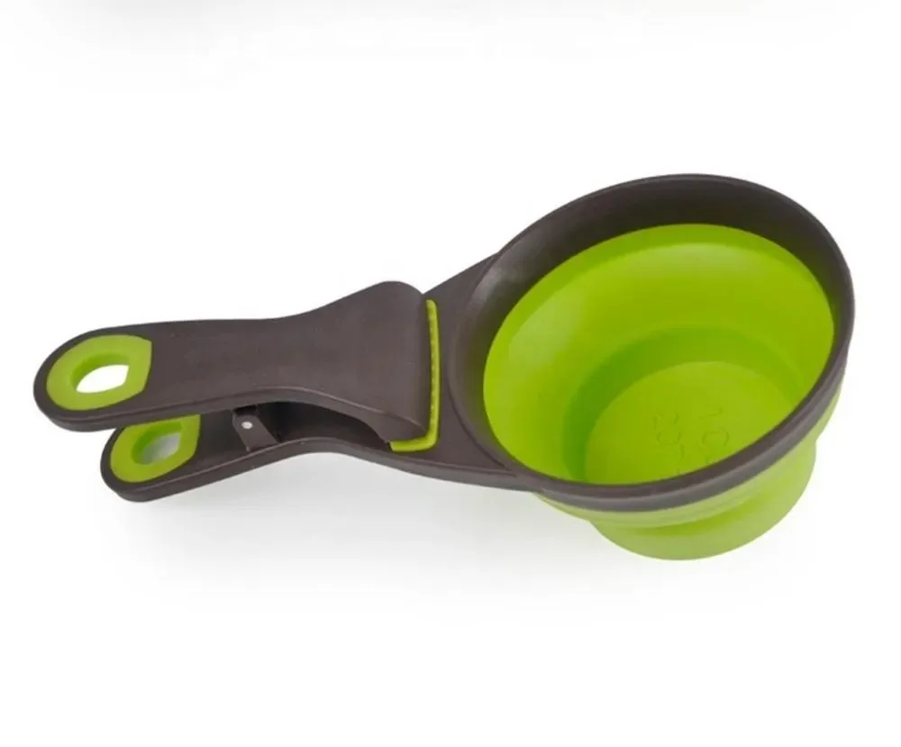 Мерная ложка для корма совок животных складной силиконовый 237 мл (зеленый) S (1