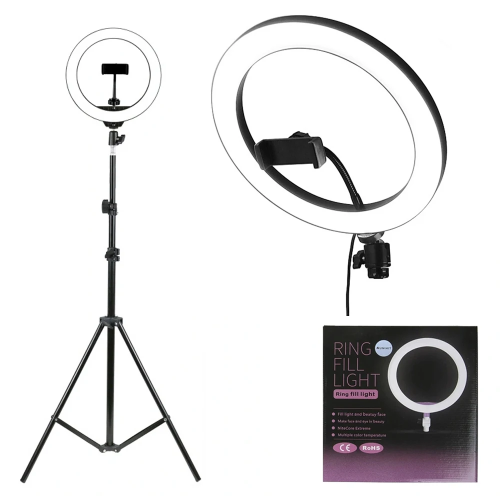 Кольцевая лампа для фотосъемки телефона на штативе с пультом 26 см | Электроника