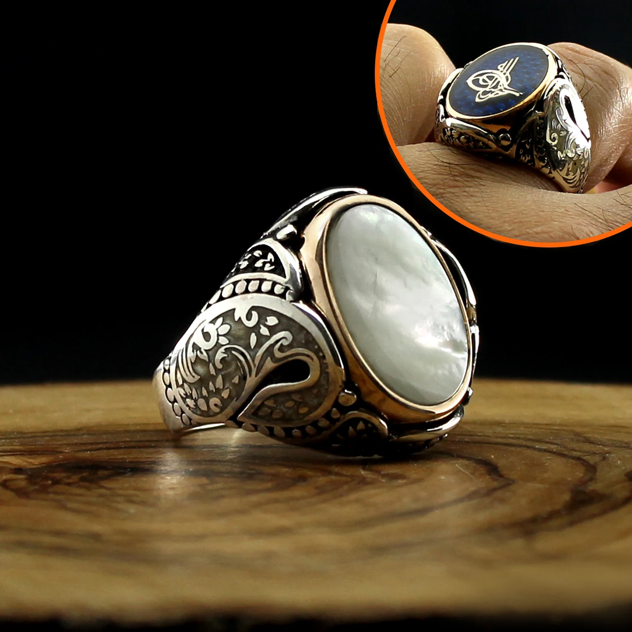 Реальные 925 стерлингового серебра двухсторонний кольцо для мужчин из