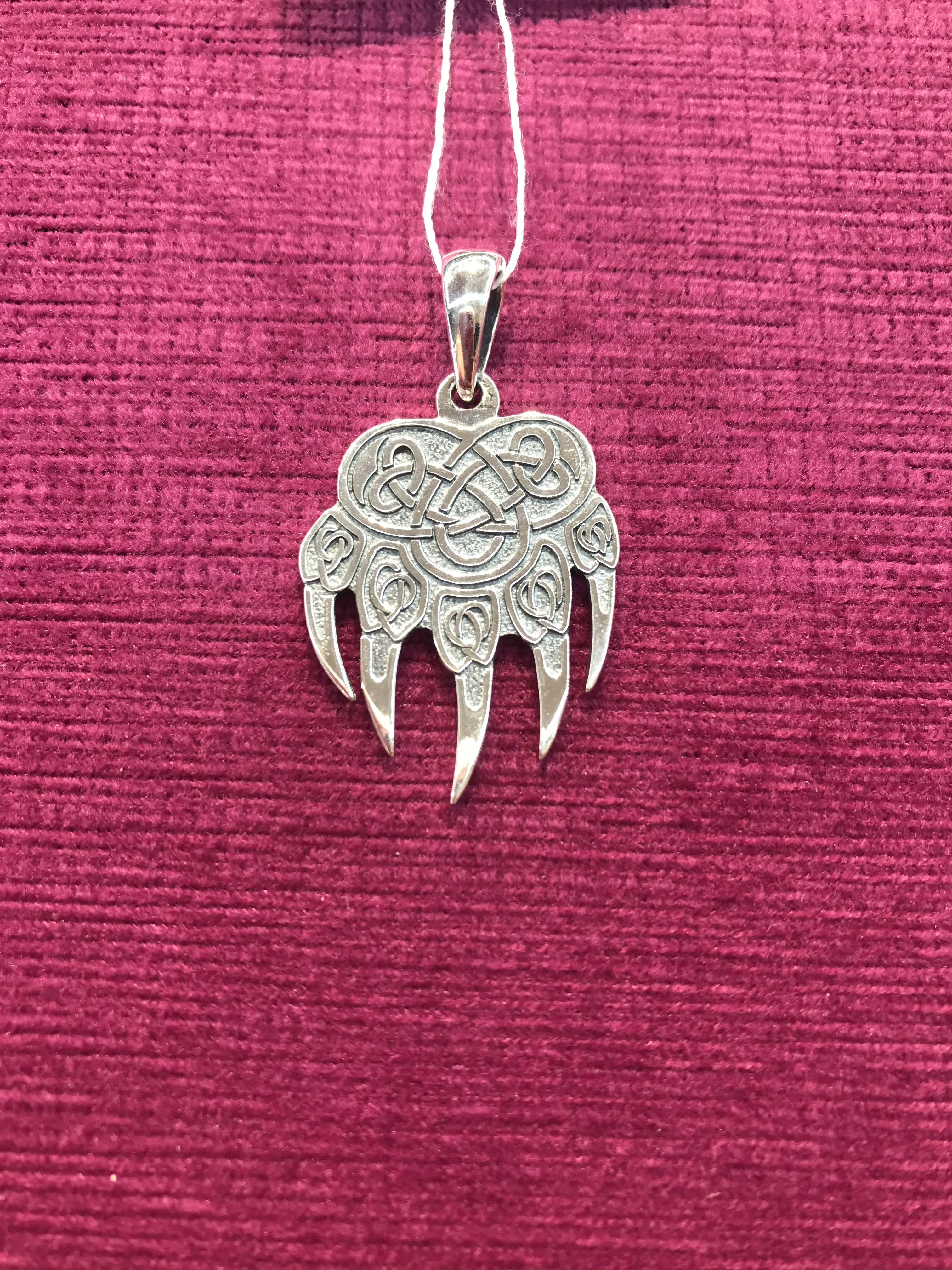 Славянский оберег &quotПечать Велеса Медвежья Лапа&quot Серебро 925 пр. Чернение. Вес