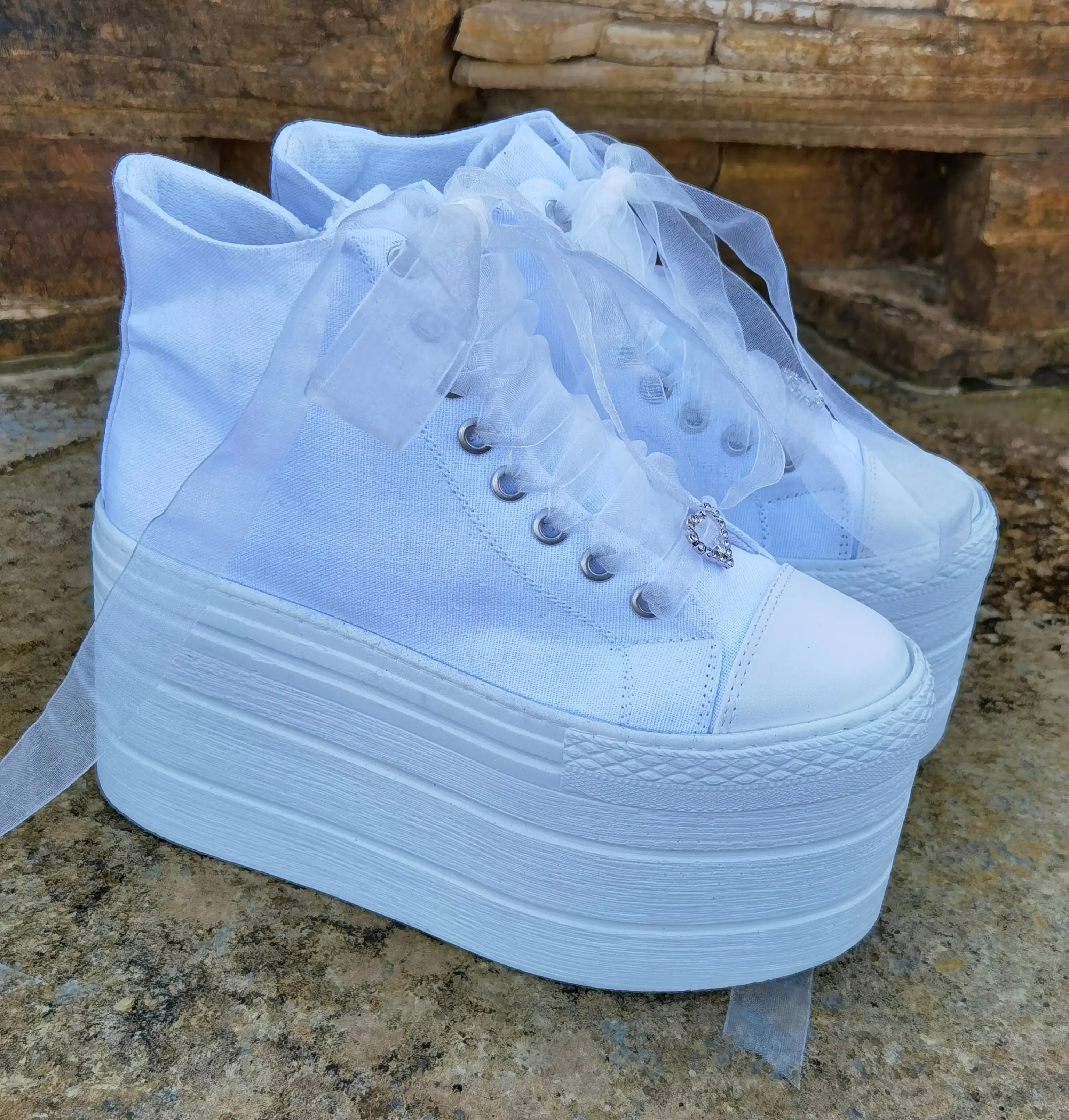 High Flat Base Full 10 CM Comfortable light comfortable Stilo Shoes quality White Women's High-Sole Sports Shoes High-Sole Sport