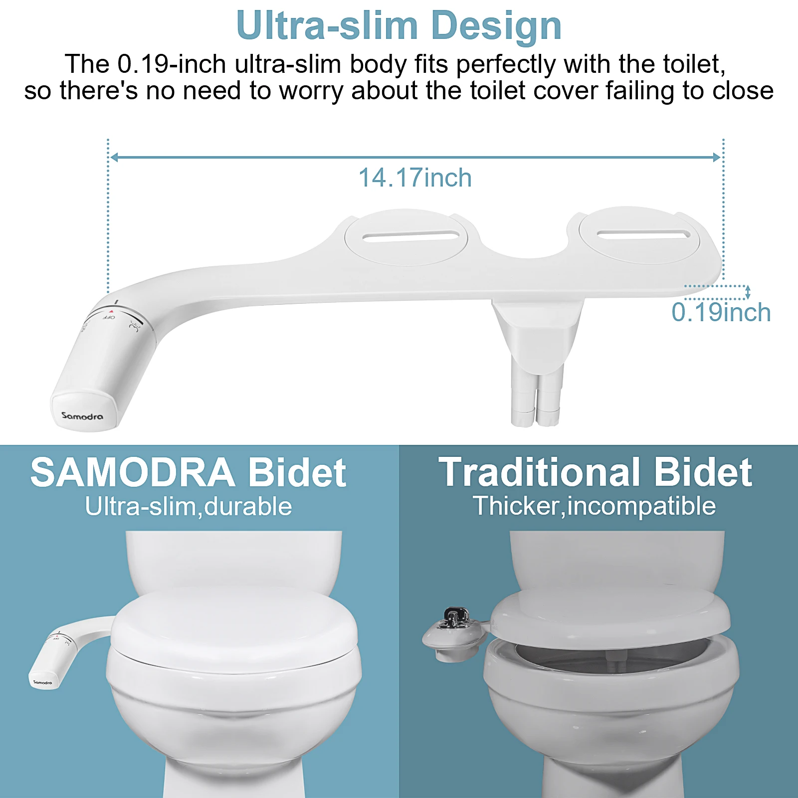 samodra toilet bidet sprayer ultra slim bidet toilet seat hygienic shower dual nozzle feminerear wash attachment for bathroom free global shipping