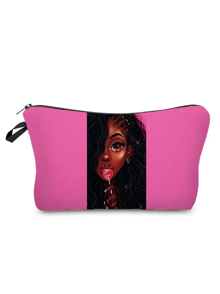 

Cool Afro Girl Cosmetics Organizer Bag Makeup Bag Pretty Storage Bags for Women Trip Toiletry Bags Mini Pencil Case Coin Purse