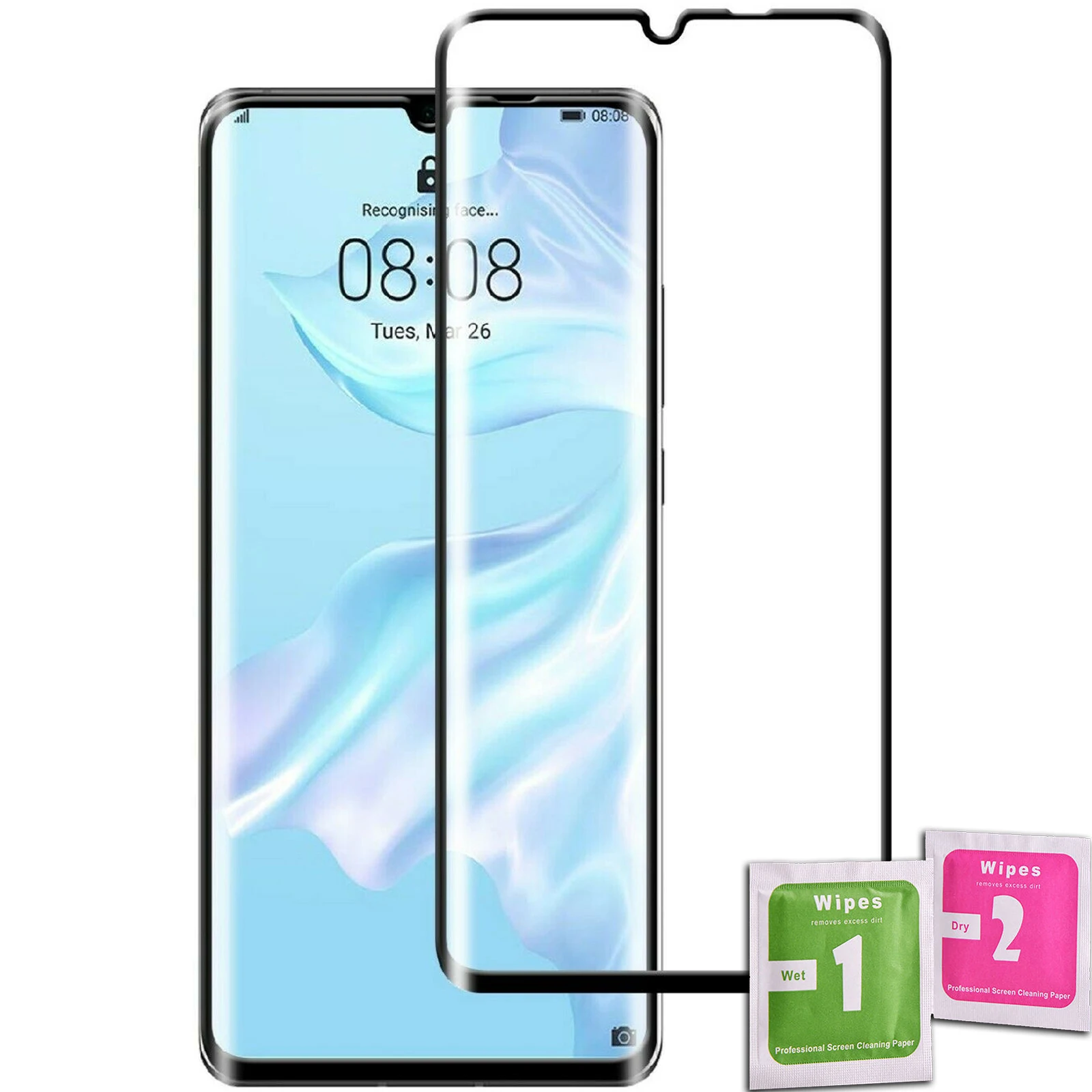 Protector Pantalla de Vidrio Cristal Templado para HUAWEI P8/P20/P30/LITE/PRO/SMART Z/P40 NEGRO Completo