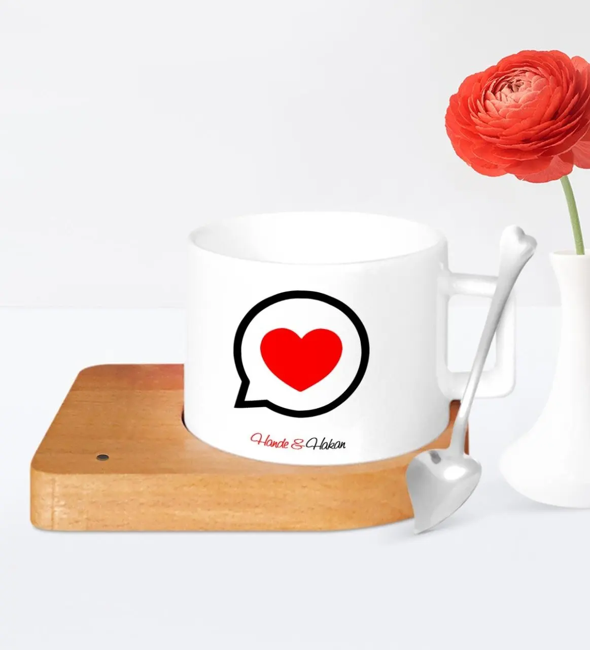 

Personalized Valentine's Day Design Wood Altlıklı Ceramic Cup-80