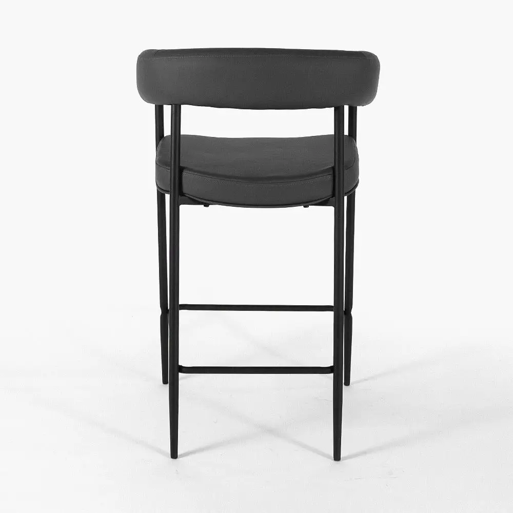 Стул полубарный Манчестер темно-серая экокожа ножки металл черный для кафе