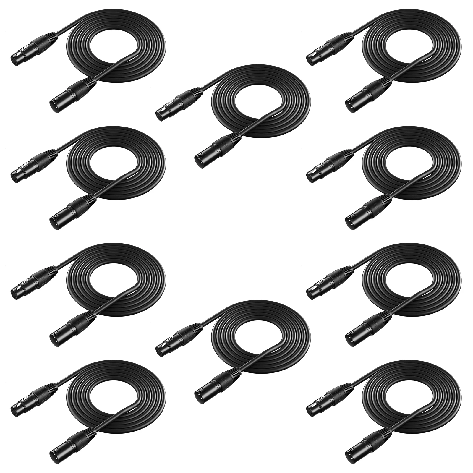 

Neewer 10-Pack 6.5 Foot / 2M DMX Stage Light Cables Wires 3-Pin Signal XLR Male to Female Connection for Moving Head