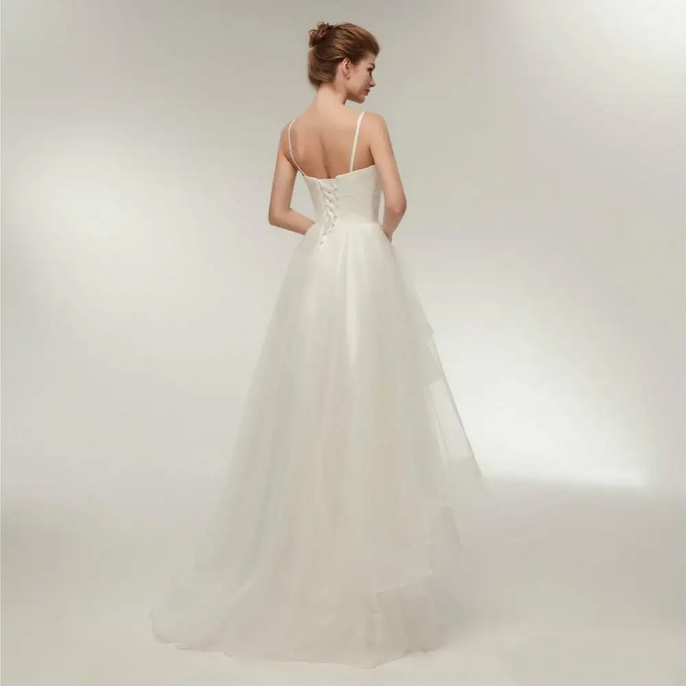 Садовое богемное свадебное платье в стиле бохо с высоким и низким вырезом