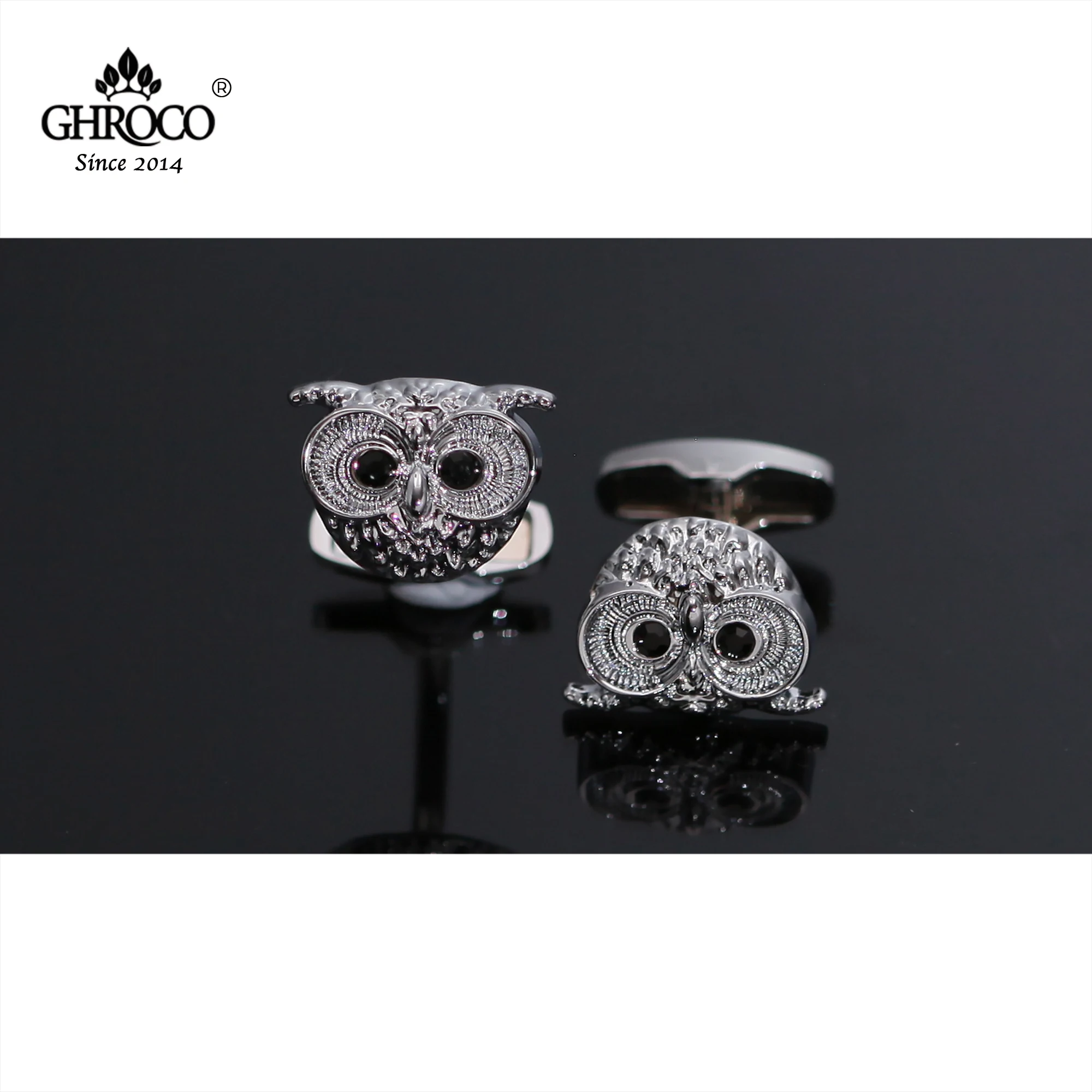 

GHROCO High-Quality Exquisite Owl Shaped Inlaid With Acrylic Eyes Shirt Cufflink Fashion Luxury Gift for Business Men& Wedding