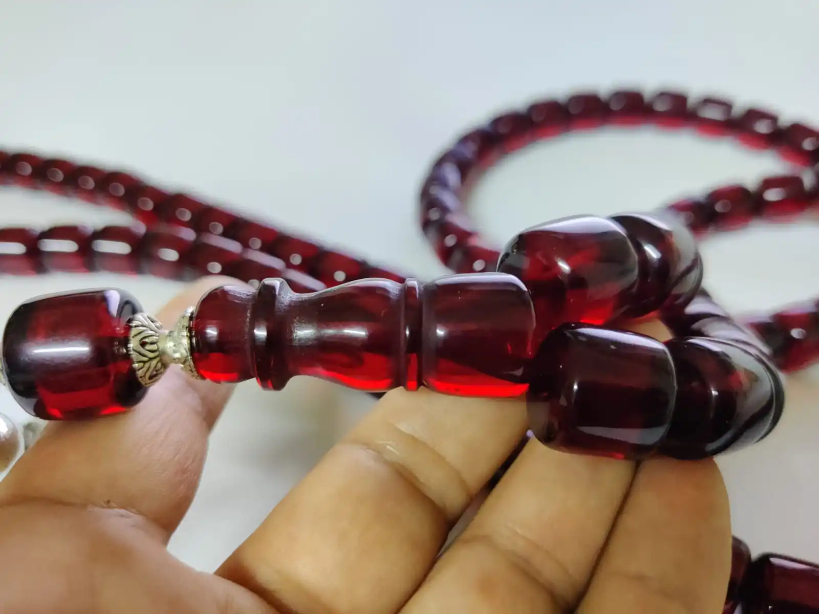 100 İslam Ottoman Kahraman Faturan German Red Amber Sandalous Misbaha Rosary Free Shipping Tasbih Tesbih İslamic Arabic Gift