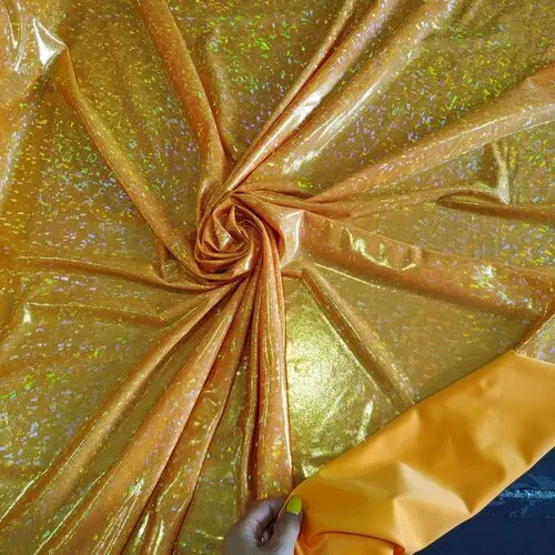 Yellow gold holo Новая biflex ткань, 200 gsm блестящая ткань для купальников, 4 способа растягивания, biflex, лайкра ткань, спандекс, MK - Цвет: Yellow gold holo