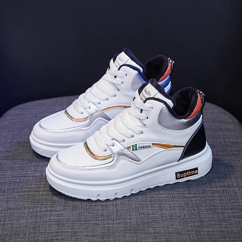 

Women Casual Sneakers Walking Shoes Autumn Winter Heighten Plus Velvet High-top Student Young Trainers Woman Sports Single Shoes