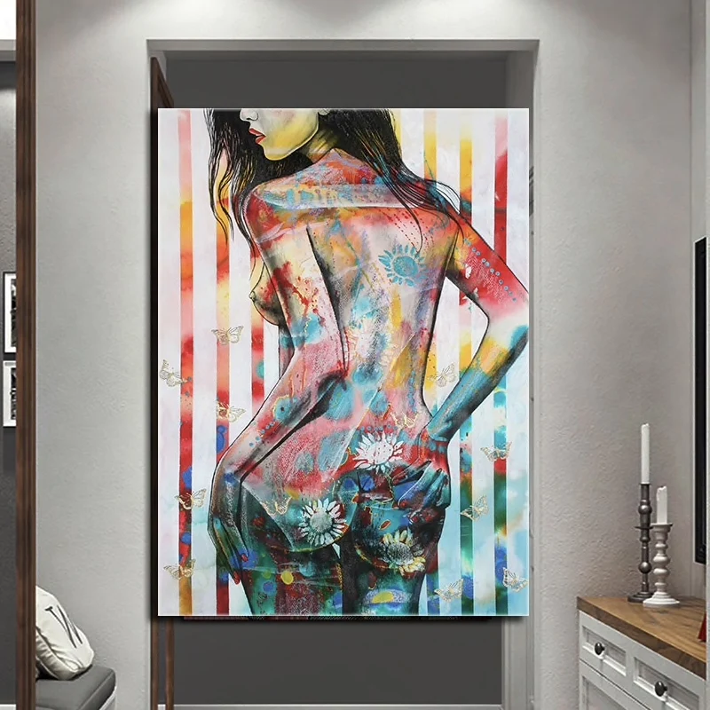 Nude Portrait Poster Painting Cuadros Home Painted Sexy Women Wall Art Picture Graphic Decoration Living Room Artwork Painting
