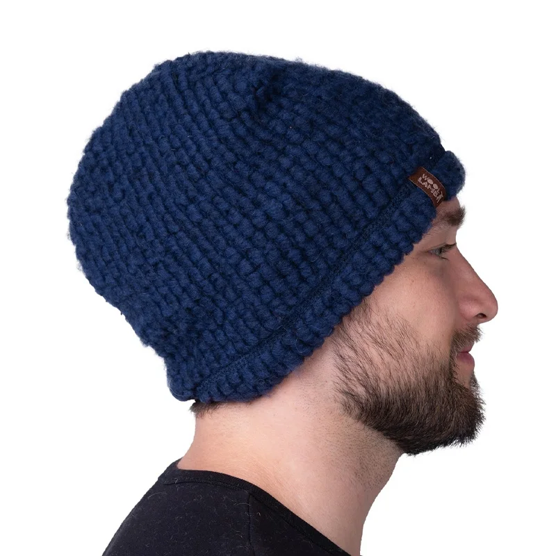 Шапка зимняя из овечьей шерсти WOOLLAMB цвет Синий шапка овечья мужская овчины