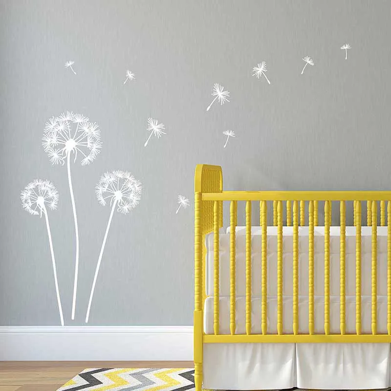 Наклейка на стену с одуванчиками Set семена одуванчика выдувание ветре настенное