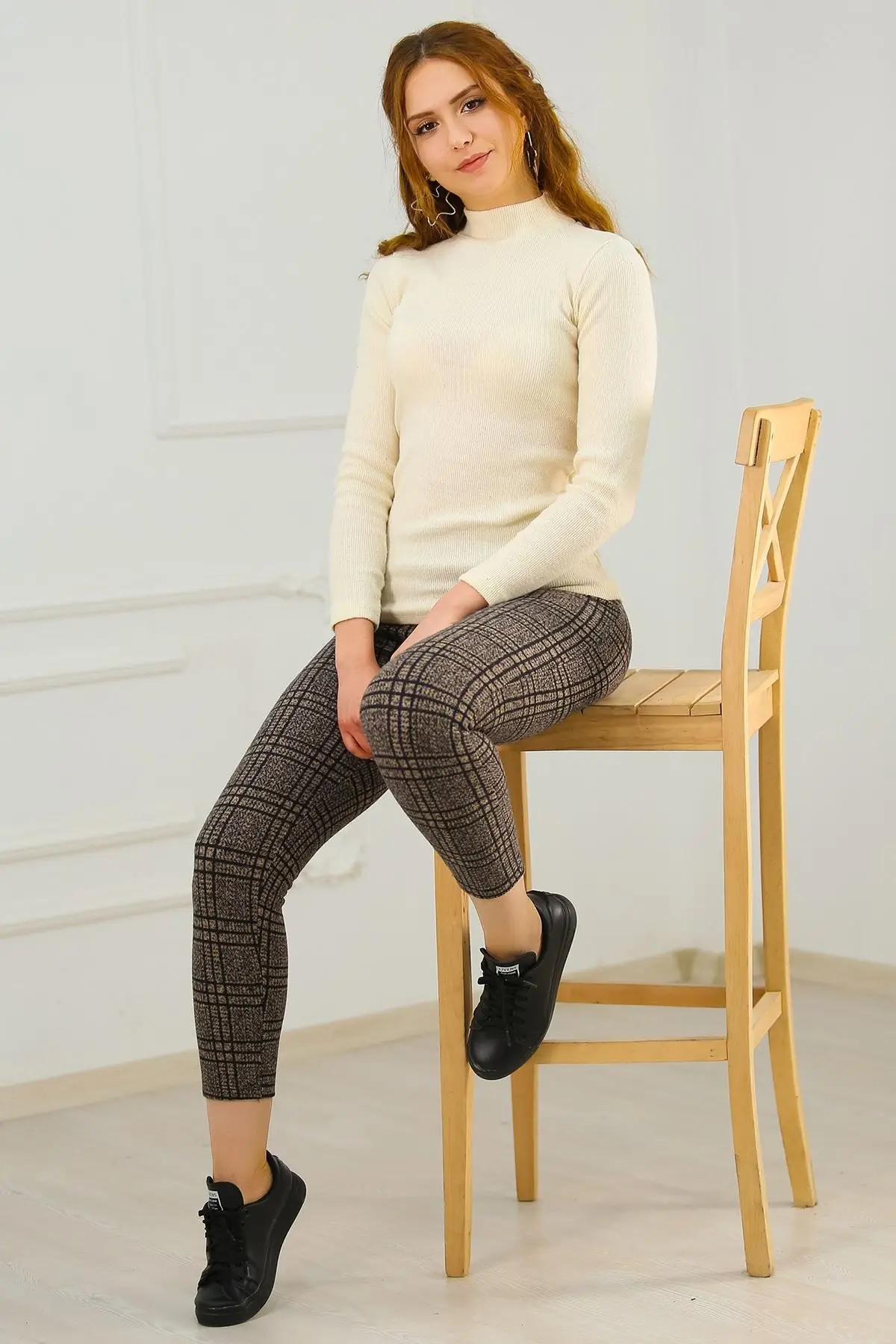 

Women's Cotton 2021 Sexy Casual Skinny Plaid Leggings Stretchy Pants Comfortable Valantines Day 2021