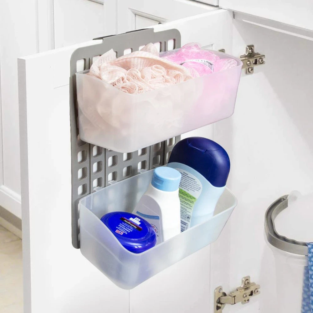 kitchen bathroom over cabinet door cupboard rack durable hanging storage basket holder convenience shelf organizer container free global shipping