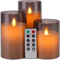 candle lights flameless led electronic candle with remote control set of 3 candles for wedding festival home decorations battery