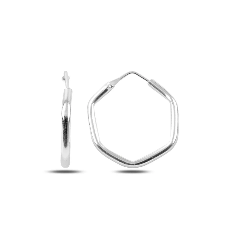 

Серебряные 925 пробы 20 мм шестигранные серьги-кольца