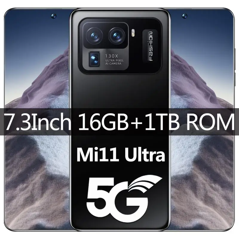 

Unlocked Smartphone Mi 11 Ultra 7.3Inch BIg Screen 16GB RAM+1TB ROM Large Memory HD Cmera 48+64MP Mobilephone Android 10.0OS