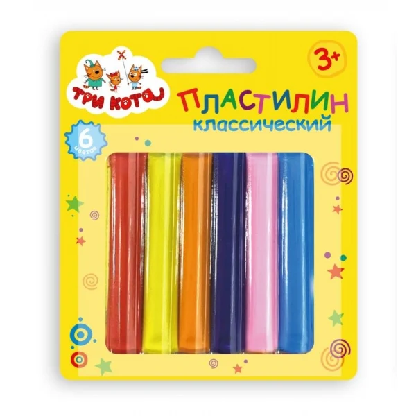 Набор пластилина Три Кота 6 цв. блистер MultiArt 4x36шт MCB-6-TC | Игрушки и хобби