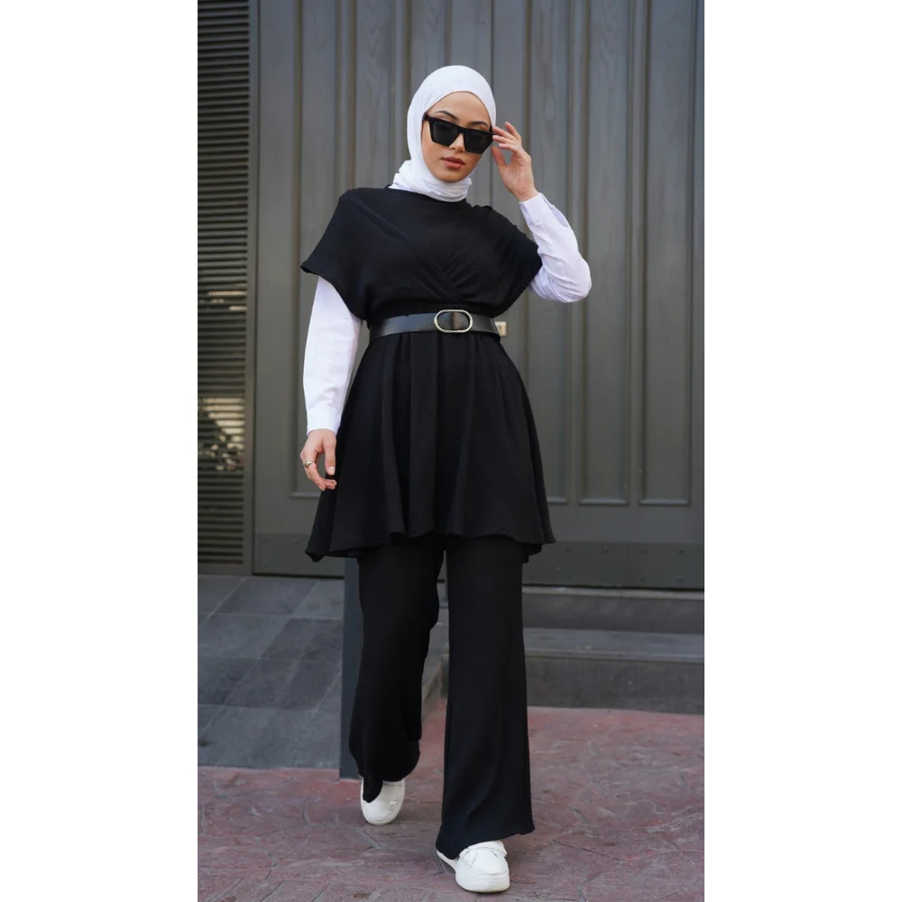 Double Combination Linen Ayrobin Hijab Suit 2022 Season Summer Product Trend Moda abaya ramadan muslim dress women abayas modest